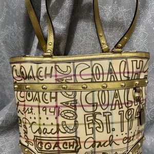 Coach Heritage Tattersall Graffiti Tote